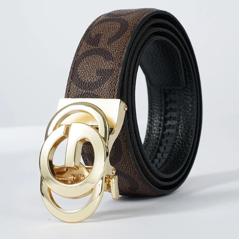 High Quality 3.4cm Leather Business Men High-Quality Designer Male Buckle Strap Jeans Accessory