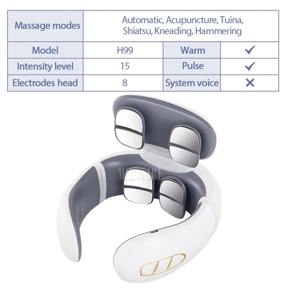 Smart Back Neck Massager Electric TENS Pulse Cervical Muscle Massages Wireless Shoulder Health Care H99 H62 JT88 F6Device