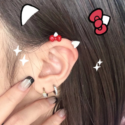 1 Pair of stylish cute Kitty Bow-tie cat earmuffs and screw Stud Set, stylish everyday accessories, holiday gifts, all seasons [