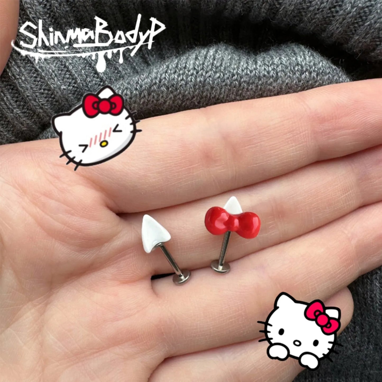 1 Pair of stylish cute Kitty Bow-tie cat earmuffs and screw Stud Set, stylish everyday accessories, holiday gifts, all seasons [