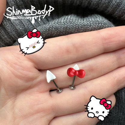 1 Pair of stylish cute Kitty Bow-tie cat earmuffs and screw Stud Set, stylish everyday accessories, holiday gifts, all seasons [