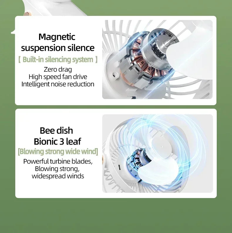 Camping Fan Rechargeable Desktop Portable Air Circulator Wireless Ceiling Electric Fan With LED Light Clip-on Home Fan 8000mAh