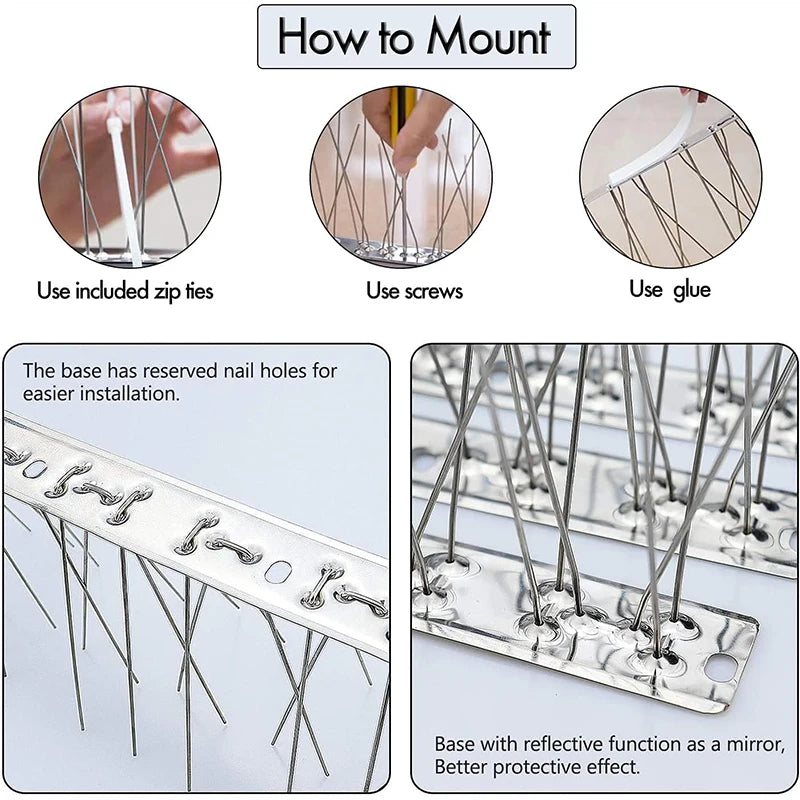 Bird Spikes Repellent Supplies Against Pigeons Crows Repeller Outdoor Defense Scare Birds Garden Scarecaper Outside Anti Gadgets
