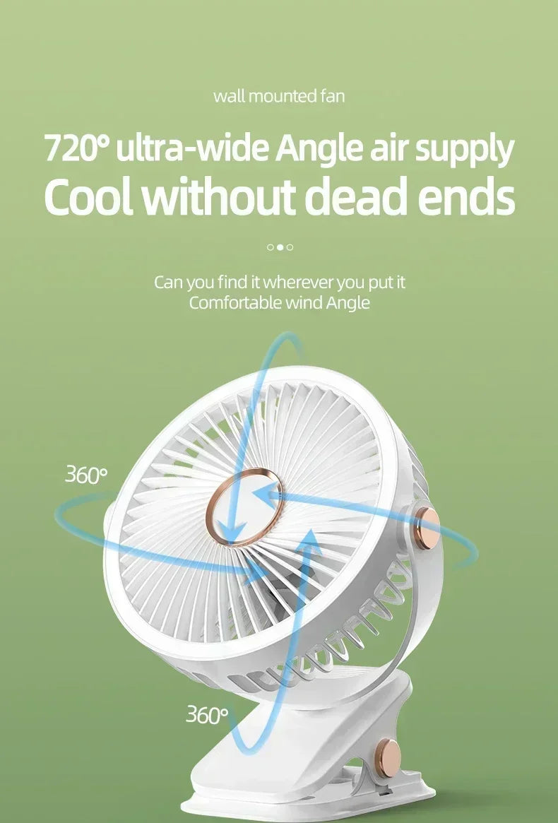 Camping Fan Rechargeable Desktop Portable Air Circulator Wireless Ceiling Electric Fan With LED Light Clip-on Home Fan 8000mAh