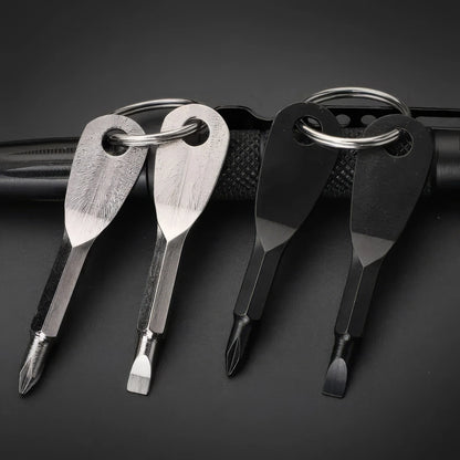 2 Keychain Screwdrivers in Black/silver, Portable Keychain Repair Tool, Suitable for Outdoor Camping Accessories