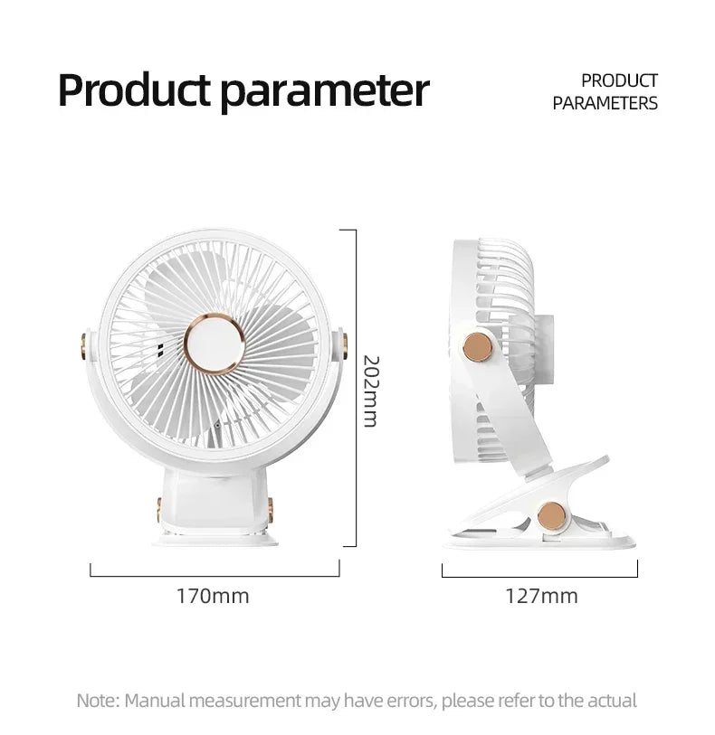 Camping Fan Rechargeable Desktop Portable Air Circulator Wireless Ceiling Electric Fan With LED Light Clip-on Home Fan 8000mAh