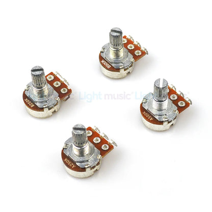 2pcs A500K B500K A250K B250K Potentiometer Splined Small Pot Electric Guitar Bass Effect Amp Tone Volume 15mm 18mm Shaft Parts