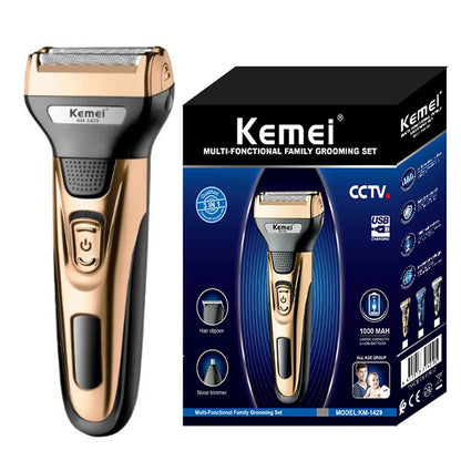 Kemei 3in1 Grooming Kit Electric Shaver For Men Beard Hair Trimmer Body Nose Ear Shaving Machine Face Razor Rechargeable