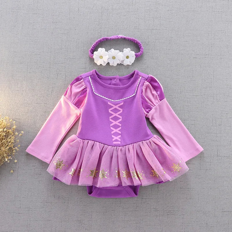 Baby Romper TUTU Dress With Headband Infant Baby Princess Girl Clothes Size 3-18M Cute Design Baby Dress Party Costumes