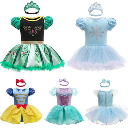 Baby Romper TUTU Dress With Headband Infant Baby Princess Girl Clothes Size 3-18M Cute Design Baby Dress Party Costumes