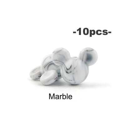 LOFCA 10pcs/lot Mouse Silicone Beads Baby Teether Toy Soft Chew Teething BPA Free DIY Charm Necklace Food Grade Jewelry
