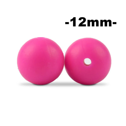 LOFCA 12mm 100pcs Silicone Beads Round Teether Baby Nursing Necklace Pacifier Clip Oral Care BPA Free Food Grade Colorful