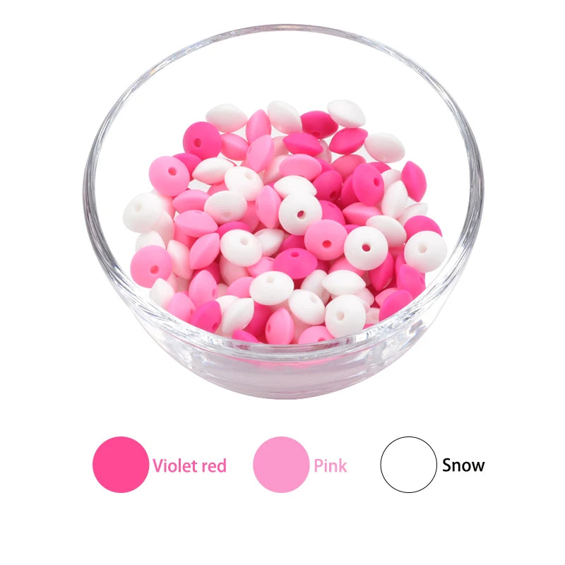 50pcs/lot 12mm Silicone lentil Beads Silicone BPA Free DIY Charms Newborn Nursing Accessory Teething Necklace Teething Toy