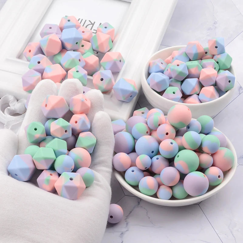 LOFCA 12mm 20pcs/lot Silicone Loose Beads Teething Beads DIY Chewable Colorful Teething For Infant Baby Teether Round