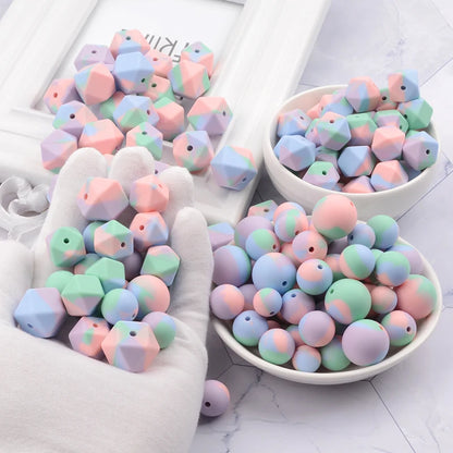 LOFCA 12mm 20pcs/lot Silicone Loose Beads Teething Beads DIY Chewable Colorful Teething For Infant Baby Teether Round
