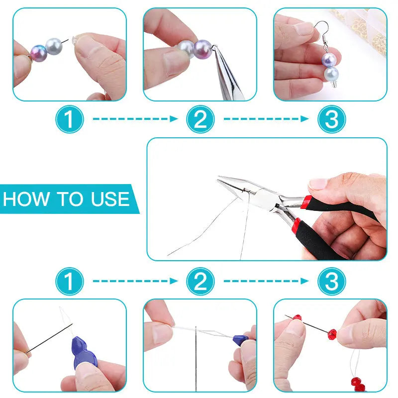 Jewelry Making Supplies Kit with Jewelry Tools Open Jump Rings Lobster Clasps Crimp Beads Earring Hooks Accessories for Jewelry