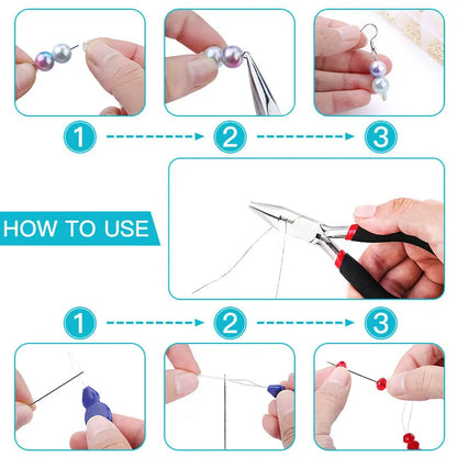 Jewelry Making Supplies Kit with Jewelry Tools Open Jump Rings Lobster Clasps Crimp Beads Earring Hooks Accessories for Jewelry