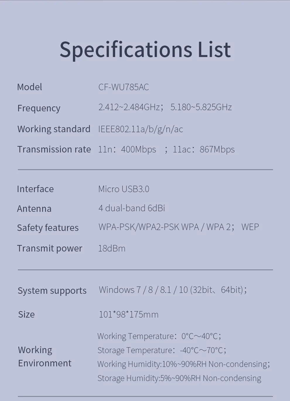 Comfast 1300Mbps Adaptador 2.4G&5GHz Usb Network Card Wireless WiFi Adapter High Gain 4*6dbi Antenna Desktop Linux Wi-fi Receive