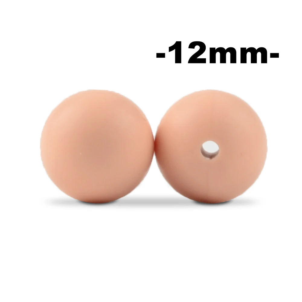 LOFCA 12mm 100pcs Silicone Beads Round Teether Baby Nursing Necklace Pacifier Clip Oral Care BPA Free Food Grade Colorful