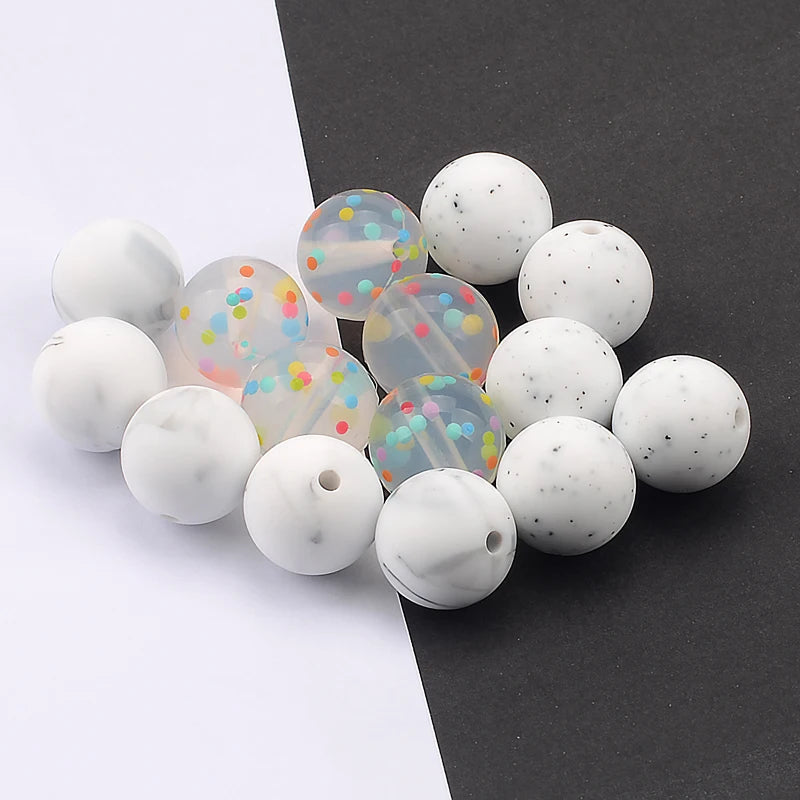 LOFCA 12mm 20pcs/lot Silicone Loose Beads Teething Beads DIY Chewable Colorful Teething For Infant Baby Teether Round