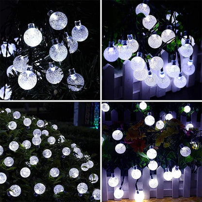 Solar String Crystal Globe Lights 60 LED 8 Lighting Modes IP65 Fairy Light Christmas Garland For Garden Party Decor 1pc/2pcs