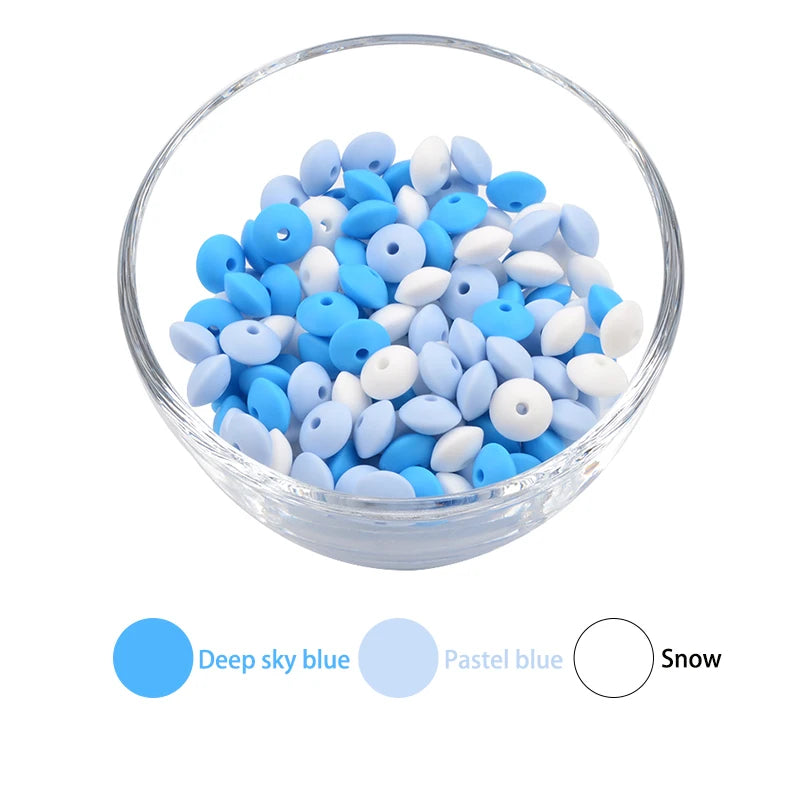 50pcs/lot 12mm Silicone lentil Beads Silicone BPA Free DIY Charms Newborn Nursing Accessory Teething Necklace Teething Toy