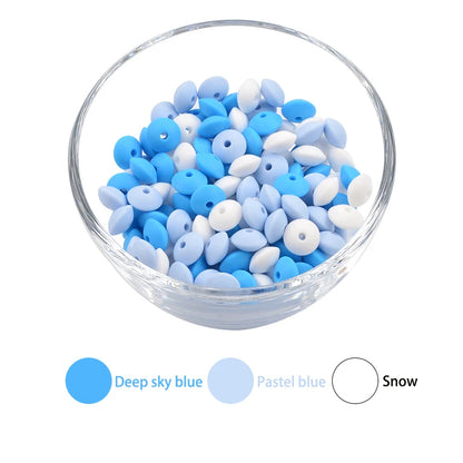 50pcs/lot 12mm Silicone lentil Beads Silicone BPA Free DIY Charms Newborn Nursing Accessory Teething Necklace Teething Toy