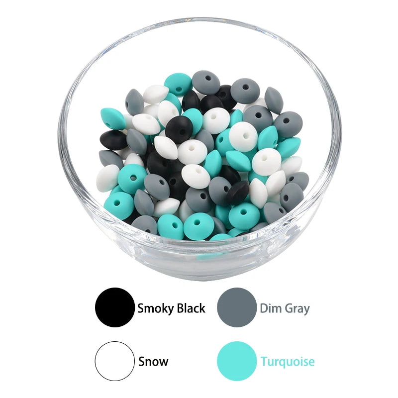 50pcs/lot 12mm Silicone lentil Beads Silicone BPA Free DIY Charms Newborn Nursing Accessory Teething Necklace Teething Toy