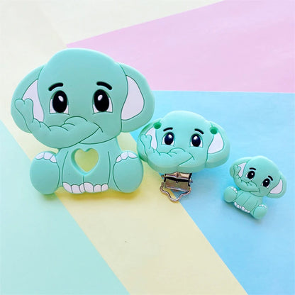 3pcs/set Silicone Cartoon Animal Figure Teether Beads and Clips Baby Teether Pacifier Chain Accessories Teething Jewelry Toys