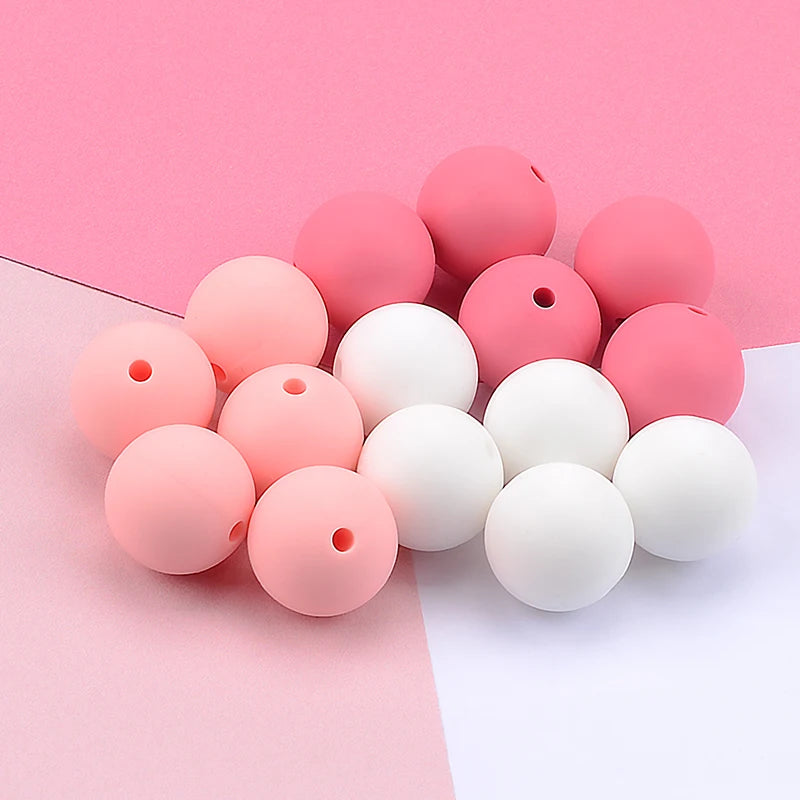 LOFCA 12mm 20pcs/lot Silicone Loose Beads Teething Beads DIY Chewable Colorful Teething For Infant Baby Teether Round