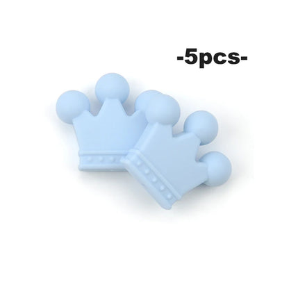 Crown Silicone Beads 5pcs Baby Teether BPA Free Silicone Teething Beads Baby Chew Teething Necklace DIY Pacifier Clips Accessory