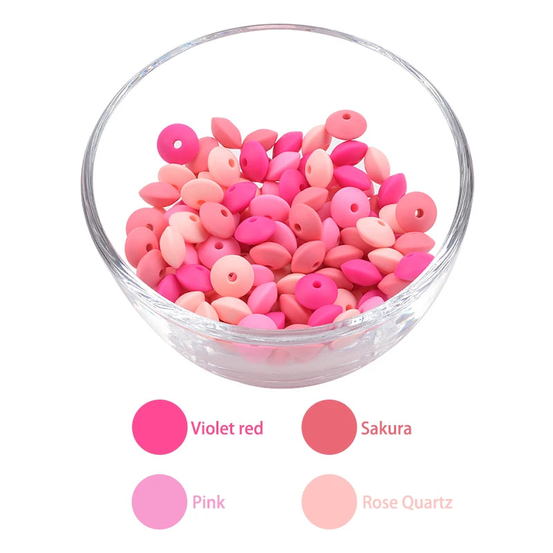 50pcs/lot 12mm Silicone lentil Beads Silicone BPA Free DIY Charms Newborn Nursing Accessory Teething Necklace Teething Toy