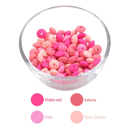 50pcs/lot 12mm Silicone lentil Beads Silicone BPA Free DIY Charms Newborn Nursing Accessory Teething Necklace Teething Toy