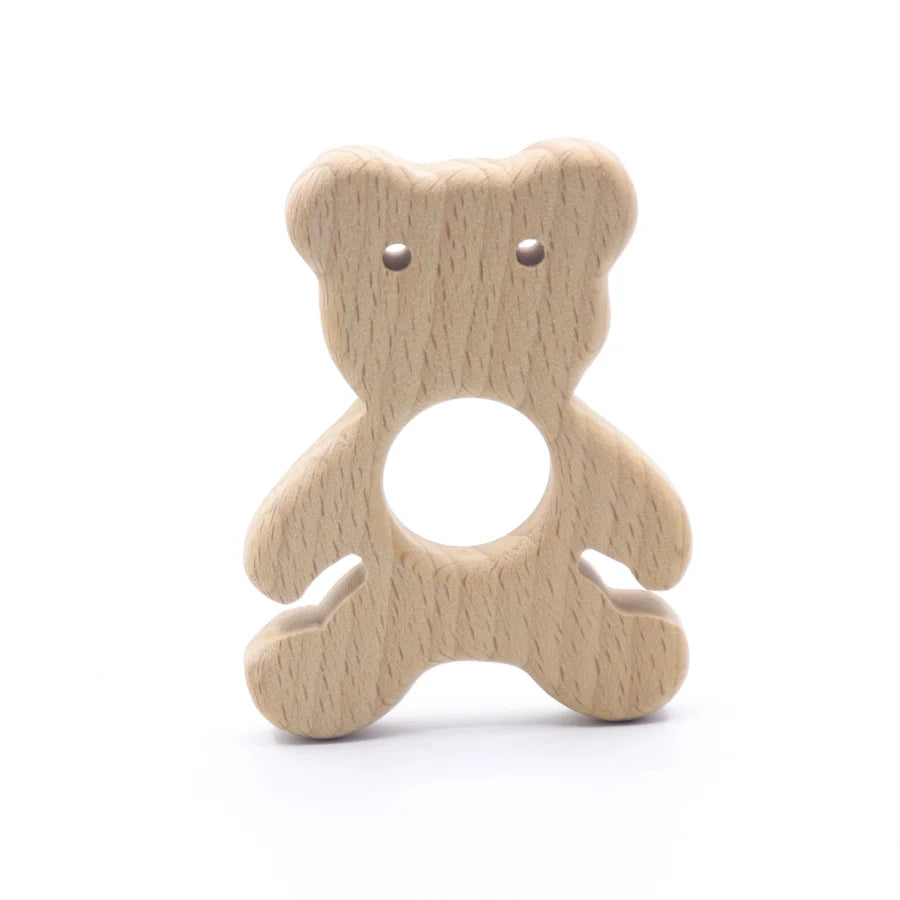 DIY Baby Gym Toys Wood Necklace Pendant Food Grade Wooden Teether Toys Tortoise Koala Whale Turtle Wooden Teething Toys