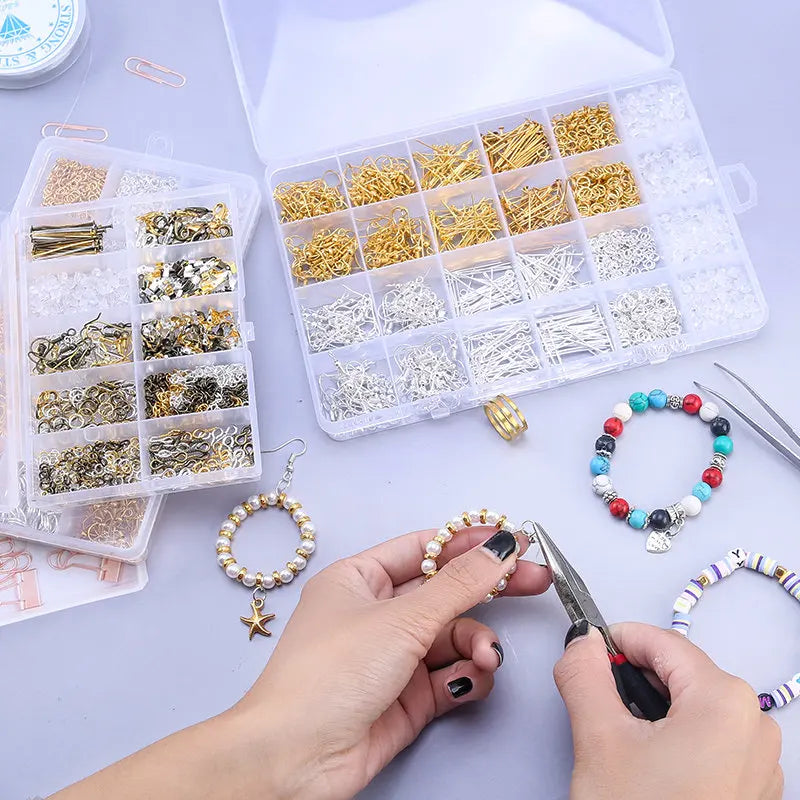 Jewelry Making Supplies Kit with Jewelry Tools Open Jump Rings Lobster Clasps Crimp Beads Earring Hooks Accessories for Jewelry