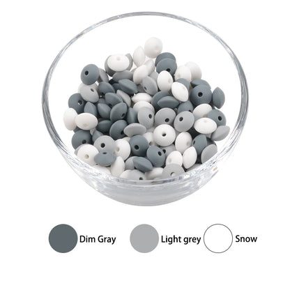 50pcs/lot 12mm Silicone lentil Beads Silicone BPA Free DIY Charms Newborn Nursing Accessory Teething Necklace Teething Toy