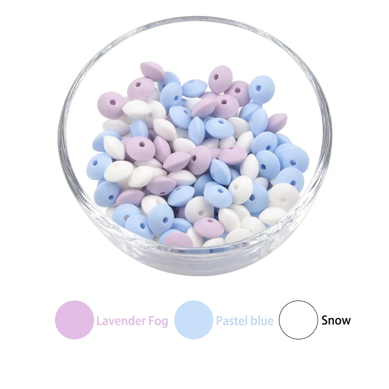 50pcs/lot 12mm Silicone lentil Beads Silicone BPA Free DIY Charms Newborn Nursing Accessory Teething Necklace Teething Toy