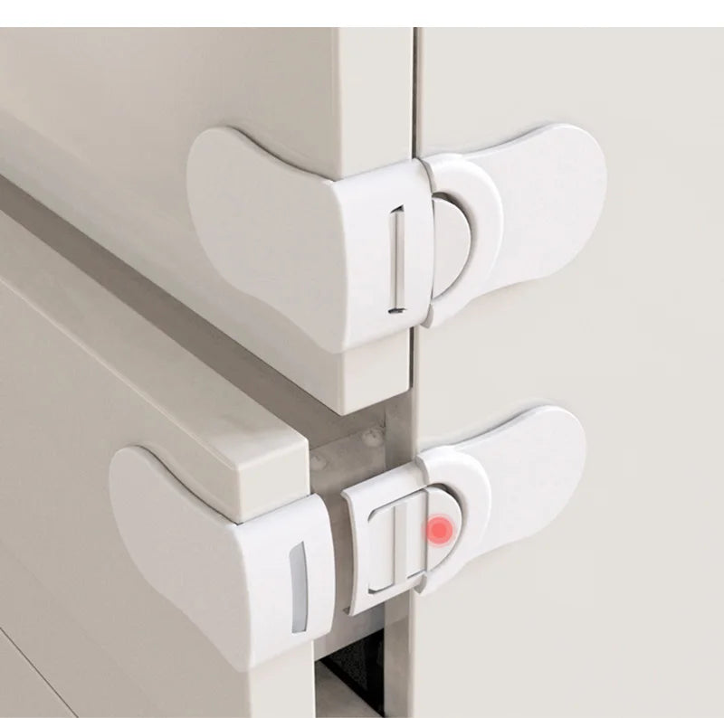 Baby Safety Drawer Lock Anti-Pinching Hand Cabinet Drawer Locks Plastic White Safety Buckle for Children Kids Protection