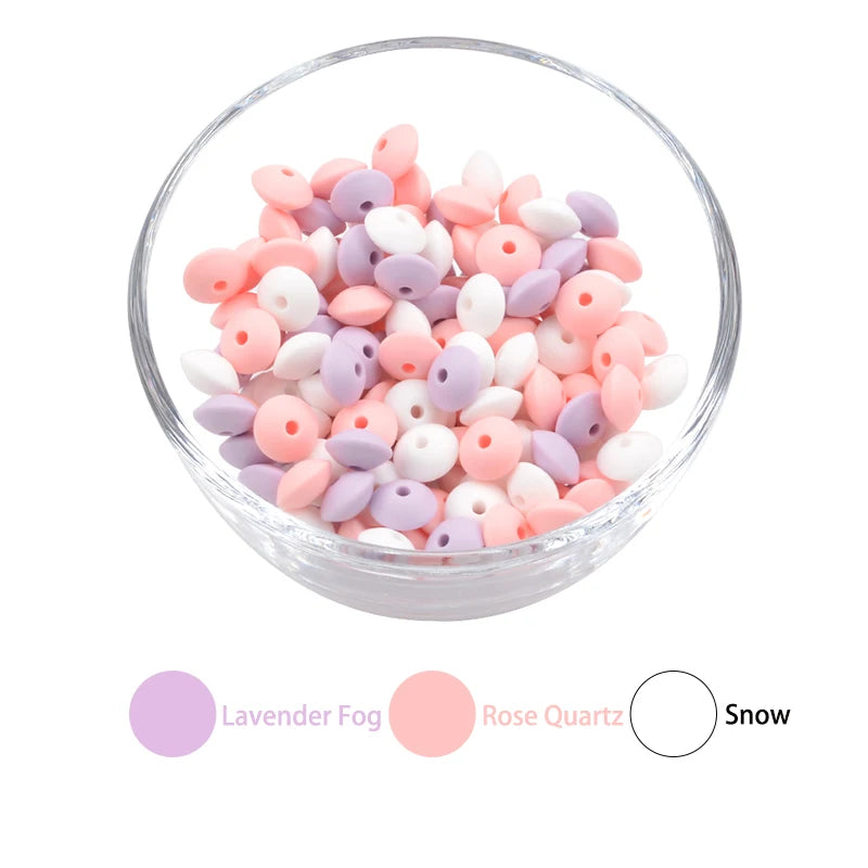 50pcs/lot 12mm Silicone lentil Beads Silicone BPA Free DIY Charms Newborn Nursing Accessory Teething Necklace Teething Toy