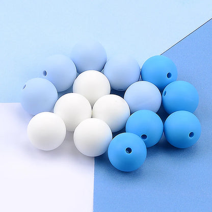 LOFCA 15mm 20pcs/lot Silicone Loose Beads Safe Teether Round Baby Teething Beads DIY Chewable Colorful Teething For Infant