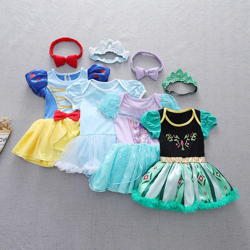 Baby Romper TUTU Dress With Headband Infant Baby Princess Girl Clothes Size 3-18M Cute Design Baby Dress Party Costumes