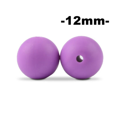 LOFCA 12mm 100pcs Silicone Beads Round Teether Baby Nursing Necklace Pacifier Clip Oral Care BPA Free Food Grade Colorful