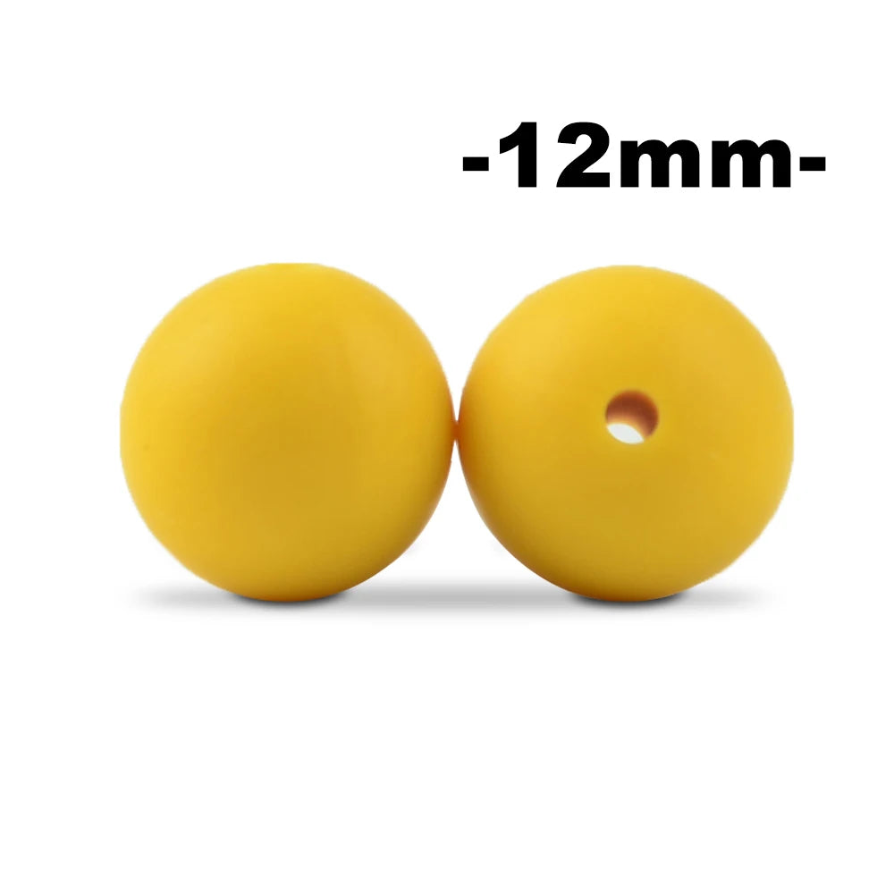 LOFCA 12mm 100pcs Silicone Beads Round Teether Baby Nursing Necklace Pacifier Clip Oral Care BPA Free Food Grade Colorful