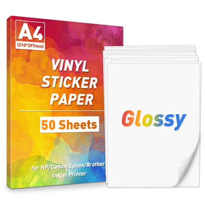 A4 Paper Sheets Adhesive Printable Label Sticker Paper Glossy for Inkjet Printer White Vinyl Label Copy Paper Gift Sticker