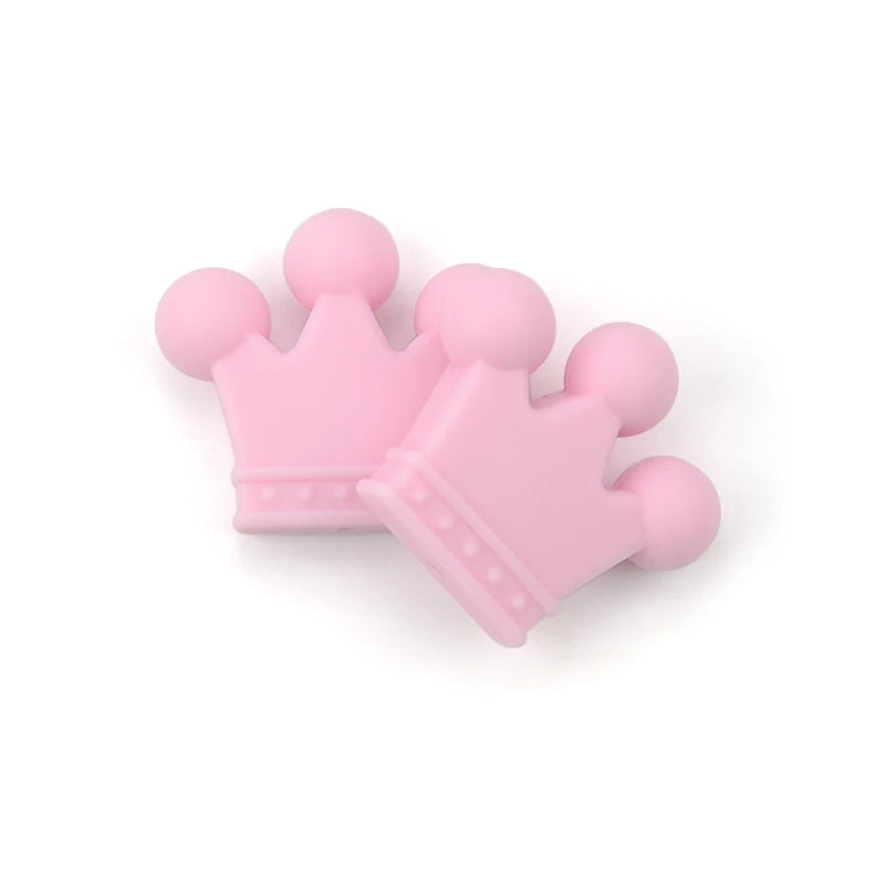 LOFCA 10pcs/lot Silicone Crown Beads BPA Free Silicon Teething Beads Baby Chew Teething Necklace DIY Pacifier Clips Accessory