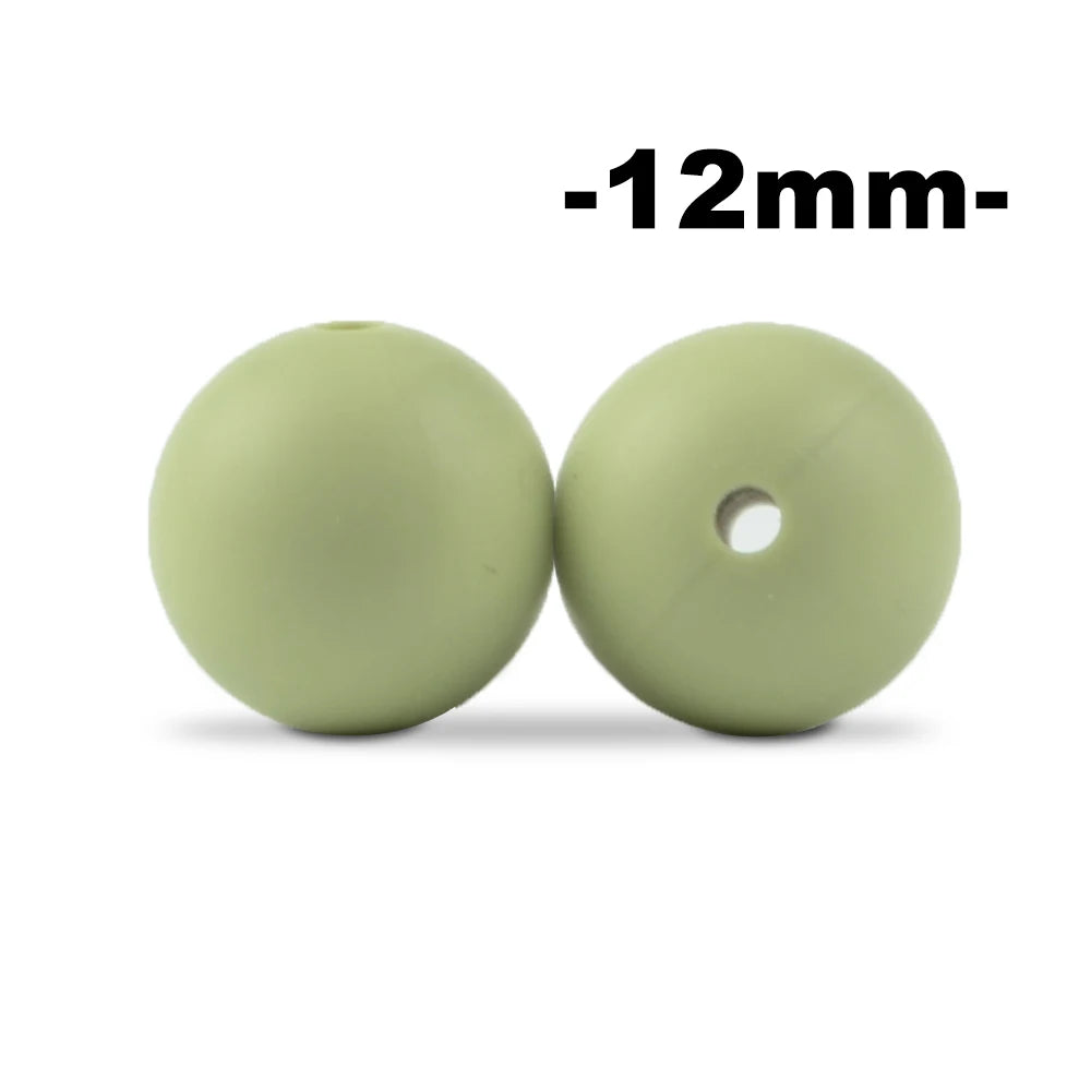 LOFCA 12mm 100pcs Silicone Beads Round Teether Baby Nursing Necklace Pacifier Clip Oral Care BPA Free Food Grade Colorful