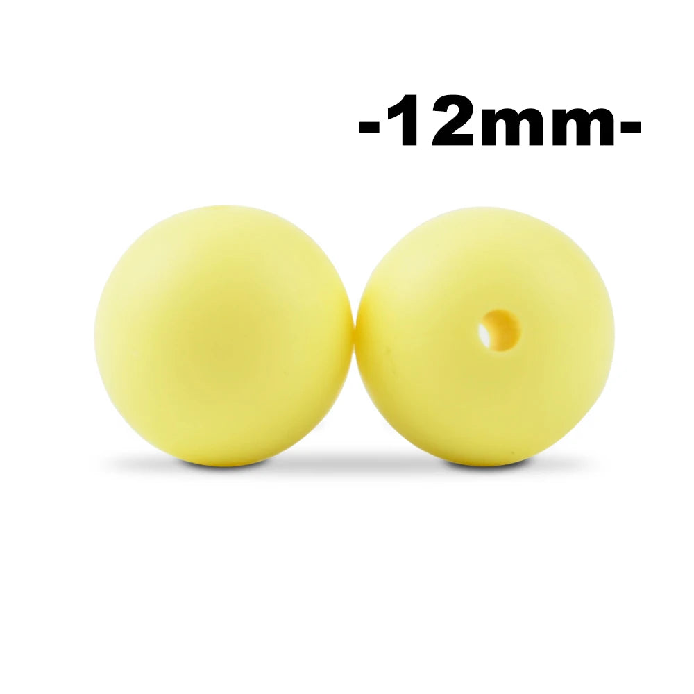 LOFCA 12mm 100pcs Silicone Beads Round Teether Baby Nursing Necklace Pacifier Clip Oral Care BPA Free Food Grade Colorful