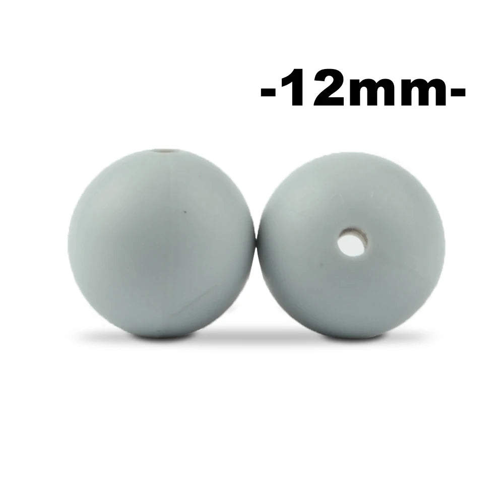 LOFCA 12mm 100pcs Silicone Beads Round Teether Baby Nursing Necklace Pacifier Clip Oral Care BPA Free Food Grade Colorful