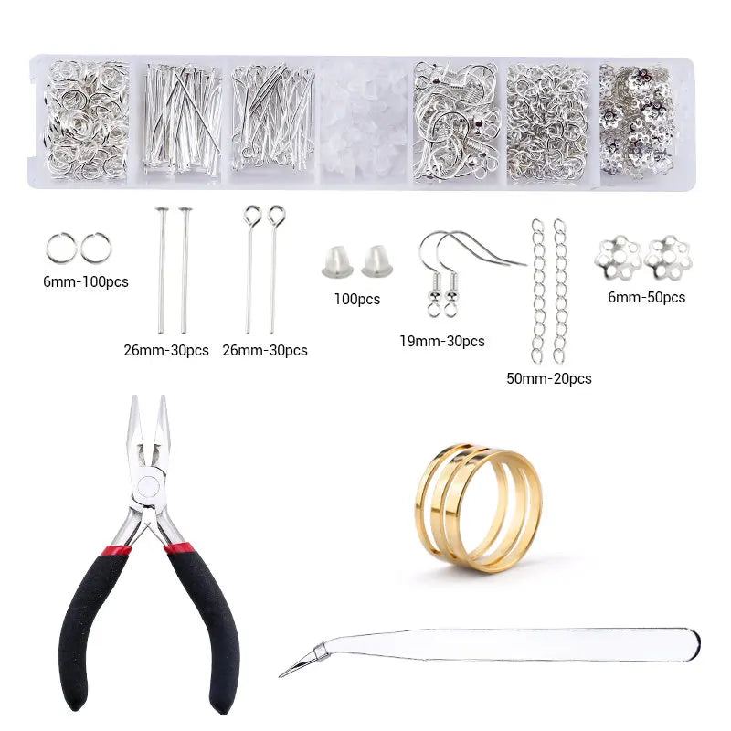 Jewelry Making Supplies Kit with Jewelry Tools Open Jump Rings Lobster Clasps Crimp Beads Earring Hooks Accessories for Jewelry
