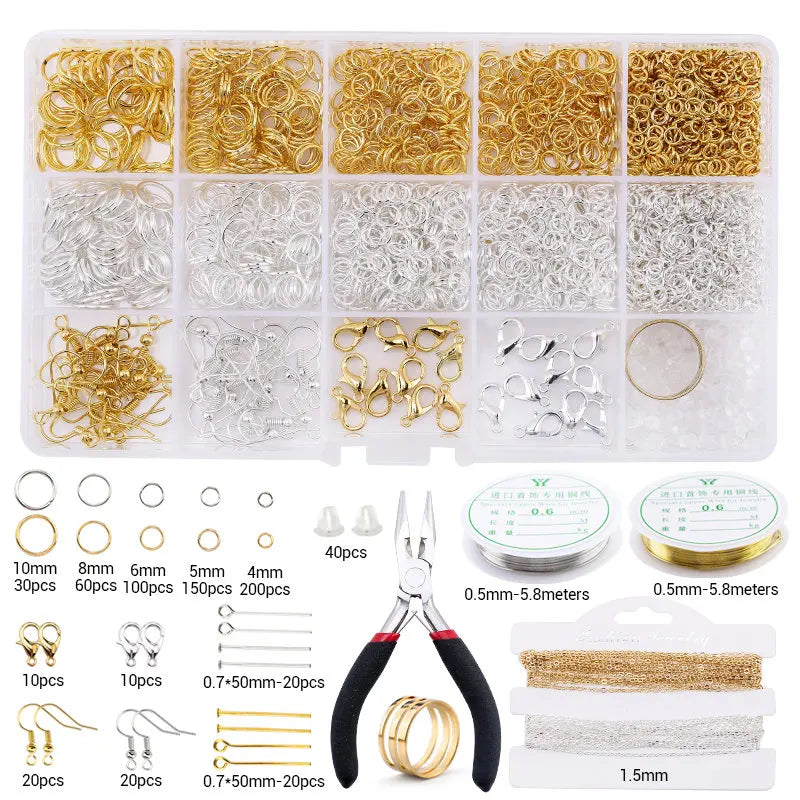 Jewelry Making Supplies Kit with Jewelry Tools Open Jump Rings Lobster Clasps Crimp Beads Earring Hooks Accessories for Jewelry